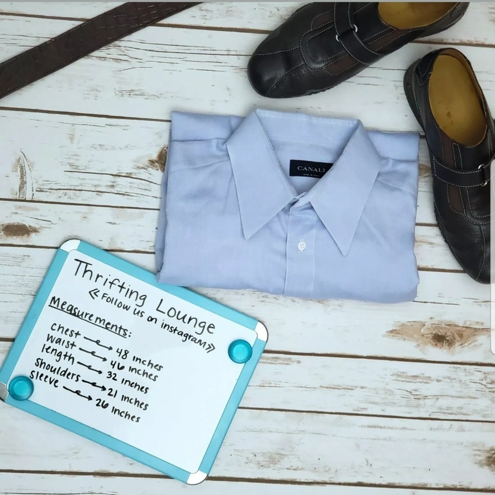Canali Dress Shirt Mens 16/41 Powder Blue Italy